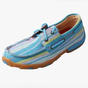 NEW Women’s‎ Twisted X Boots Fabric Driving Moccasins Shoes Turquoise Lace Up  9
